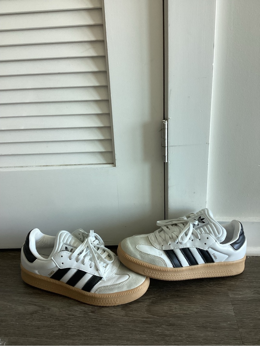 Adidas Samba Style White & Black Sneakers with Gum Sole